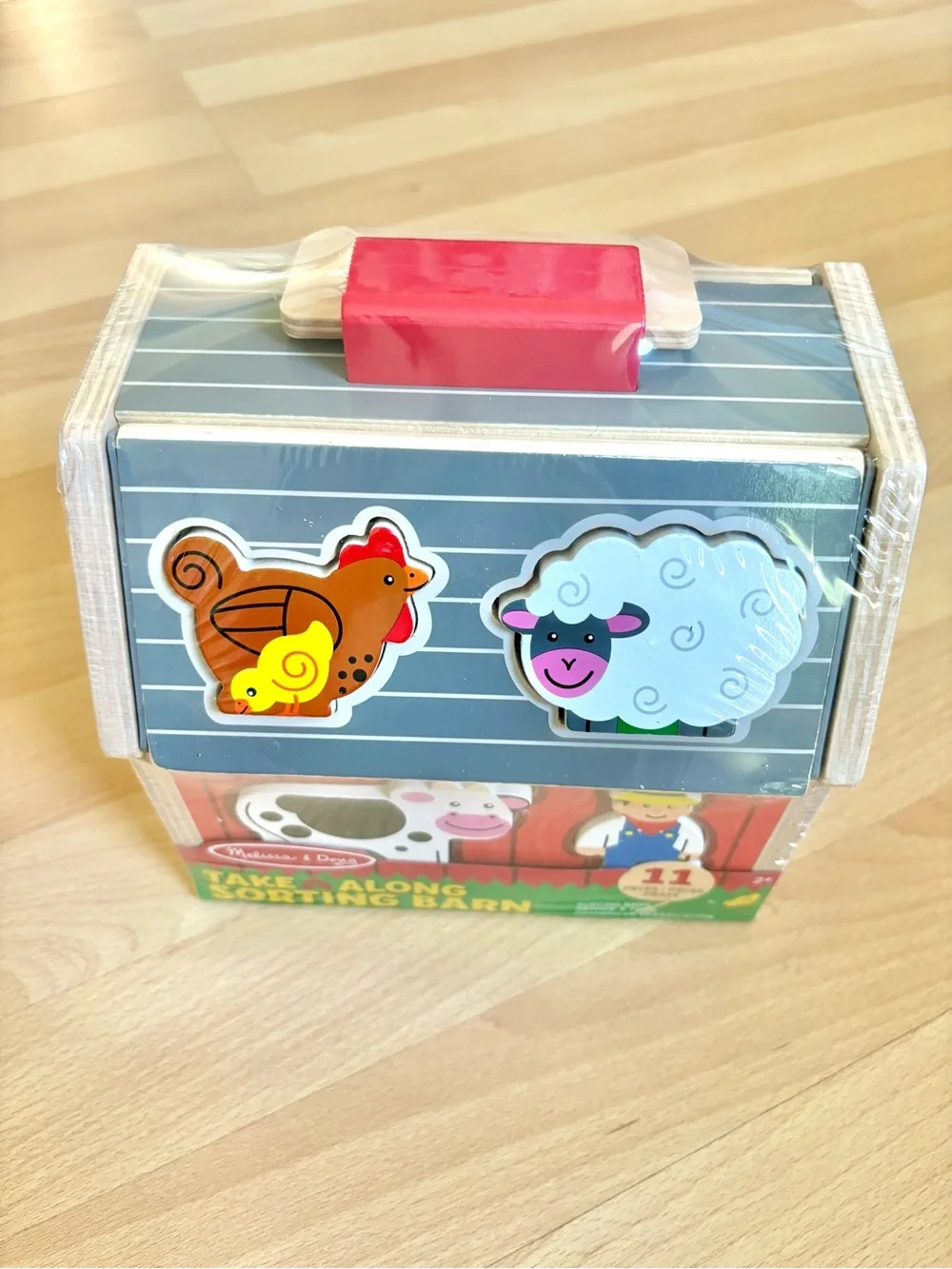 Melissa & Doug Take-Along Wooden Toy Barn with Farm Animals Shape Sorter *NEW*